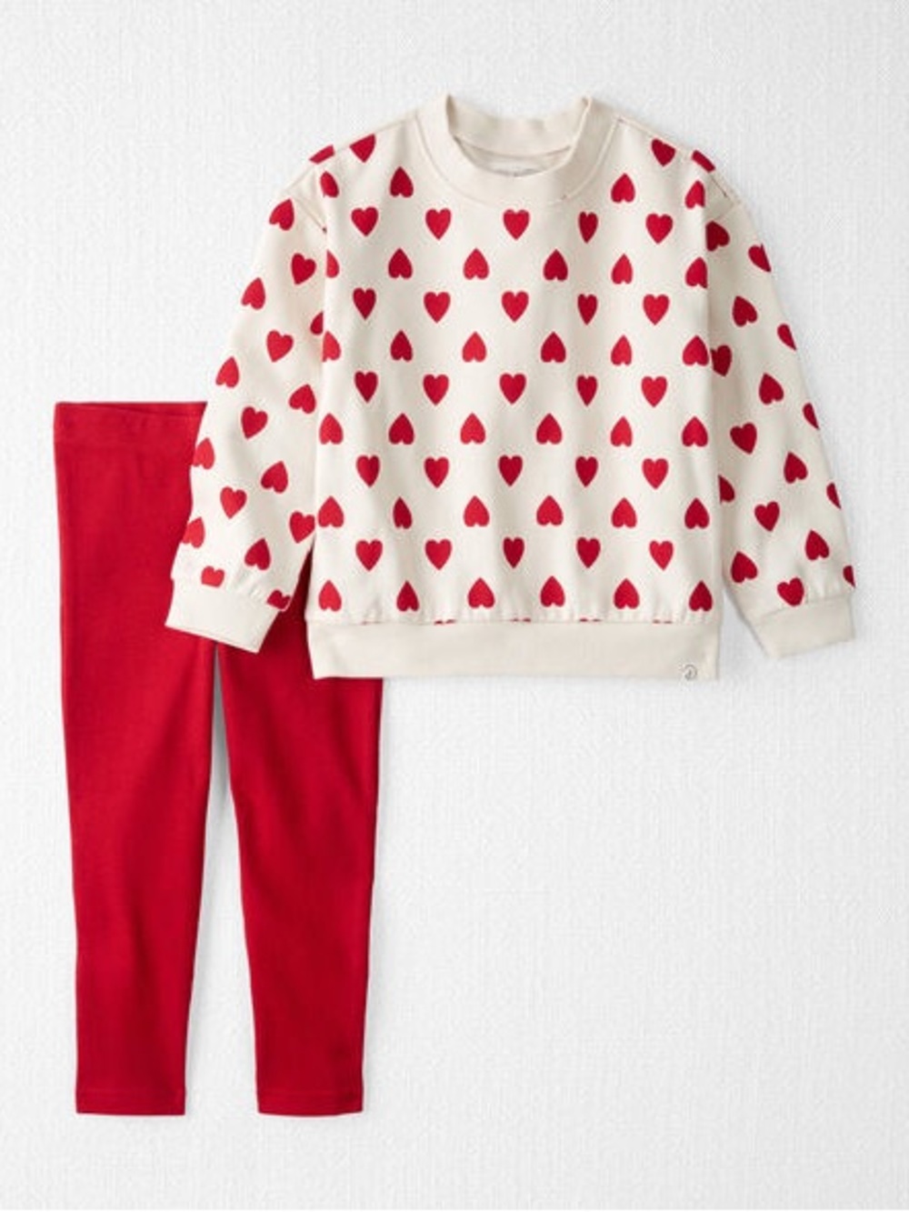2T matching red heart set - soft sweater and ribbed leggings